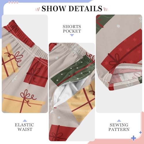 Boys' Pants Gifts Boxes Snowflake Christmas Long Bottoms Jogger Pants Elastic Waist Trousers with Pockets S-XL4