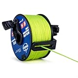 HONGDA Professional Mason Line - #18 Braided Nylon String (328FT) Folding Reloadable Reel for Precision Masonry, Concrete Work & Gardening | High-Vis Fluorescent Yellow