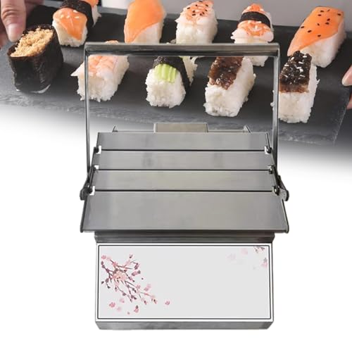 Jiayiyoux Molde para Hacer Sushi De Acero Inoxidable, MáQuina Enrolladora De Sushi Cuadrada, Kit para Hacer Sushi Casero, FáCil De Usar Y Limpiar
