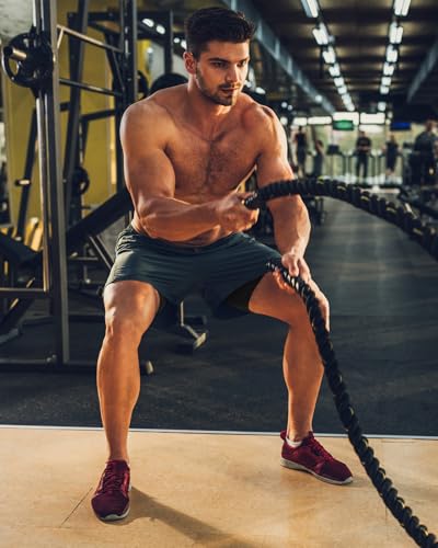 Canghpgin Mens 2 In 1 Workout Shorts Quick Dry Gym Running Shorts Men Sports Exercise Athletic Shorts With Liner Khaki/Black thumb #6