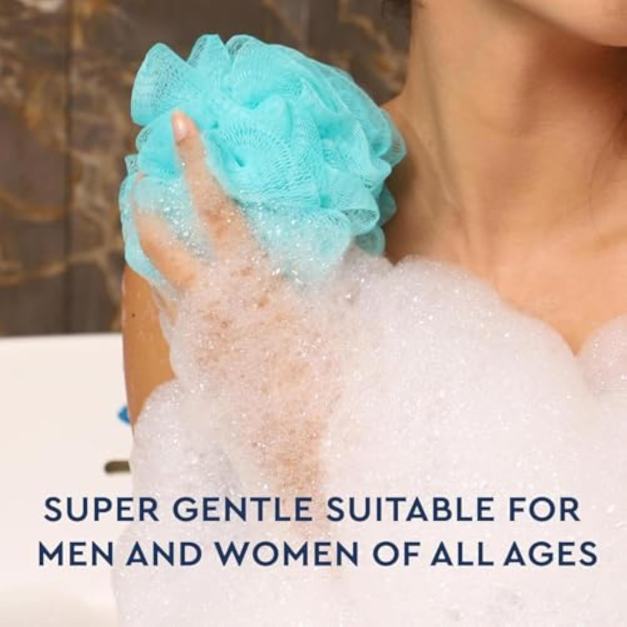 Blue Soft Fluffy Loofah Sponge for Bathing