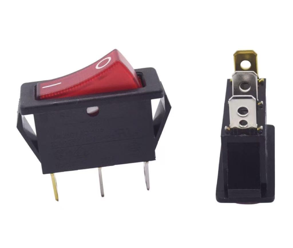 2Pcs R4 Switch Compatible with Light-COUN-Try 16A/250VAC 20A/125VAC 3/4HP 3-Pin 2-Position Rocker Switch with Red Light