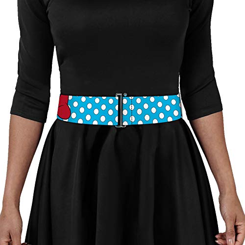Buckle-Down Disney Belt, Cinch Belt Minnie Mouse Dots Blue Black White, 3.0 Inch Wide, Adjustable3