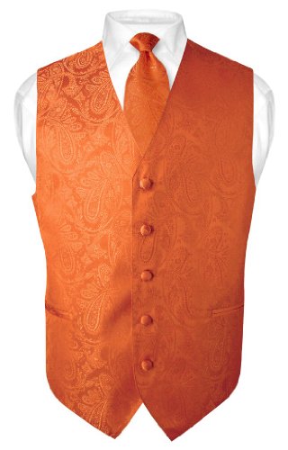 Men's Pink Paisley Vest With Neck Tie M / Pink