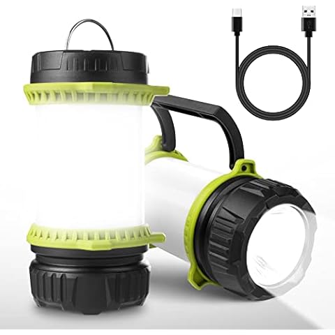 Lighting Ever LED Camping Lantern Rechargeable, Flashlight with 500LM, 5 Light Modes, 2600mAh Power Bank, IPX4 Waterproof, for Hurricane Emergency, Outdoor, Hiking and Home, USB Cable Included Cover