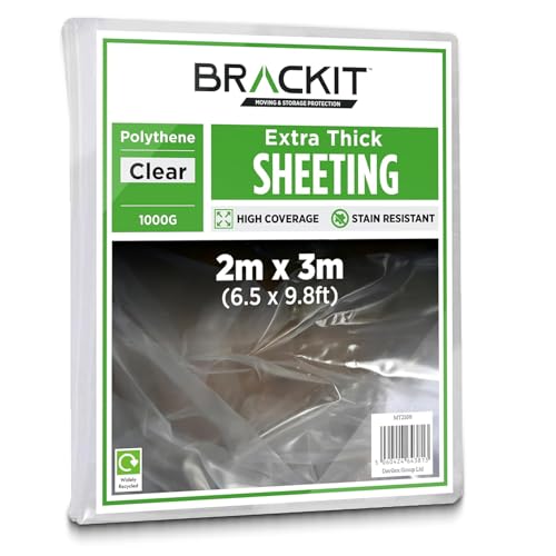 Extra-Thick Ultra Heavy Duty Large 2 x 3M (6.5 x 9.8ft) Coverage - Polythene Plastic Sheeting Cover – 1000g (250 micron) for Gardening Insulation & Building Rubble Protection