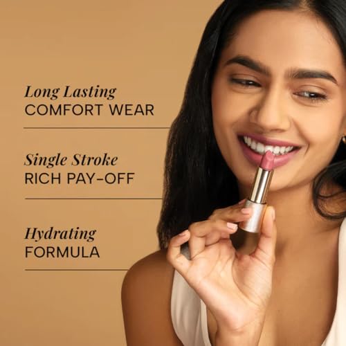 Image of RAS Luxury Oils Lumiere Satin Matte Lipstick | 8-Hr long stay Creamy Matte, Non-Drying, Lightweight & Pigmented | Natural infusion of Argan & Avocado | Vegan, Cruelty-Free