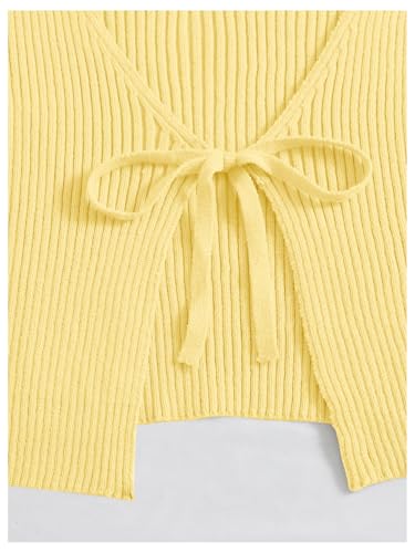 Image of Floerns Women's Tie Front Long Sleeve Rib Knit Shrug Sweaters Cardigan Crop Top