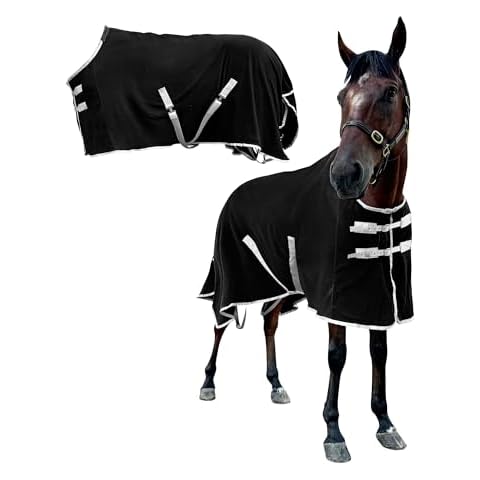 Horse Fleece Cooler Exercise Bath Moisture Wick Blanket for Drying Horse Faster (Black, 81 in) Cover