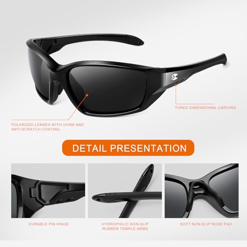 Image of suoso Sports Polarized Sunglasses for Men: Womens UV400 Protection Sun Glasses Wrap Around Goggles for Fishing Driving TR90