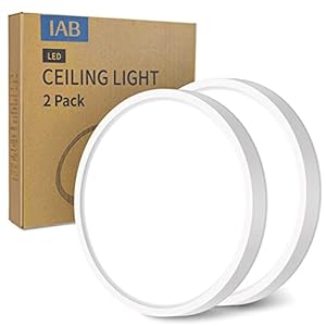 2 Pack Bathroom Lights Ceiling, IAB 4000K LED Ceiling Light, 18W Round Ceiling Lights 1620LM, IP44 Bathroom Lights, 180W…