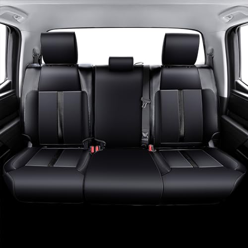 Carlimeki TUNDRASEATCOVERS-2224-BLACK Leather Seat Covers Custom Fit For Tundra 2022 2023 2024 Crewmax Sr thumb #1
