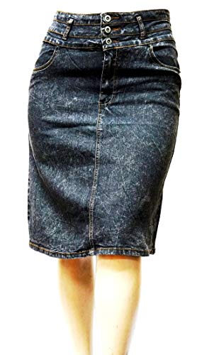 Jack David Women's Plus Size Blue/Black Soft Curvy Stretch Denim Jeans Skirt 2X BE-Girl Snow Black 75575X