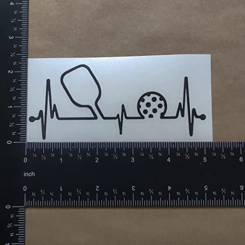 Image of Pickleball Decals 4 Pack: Pickle Ball, Pickleball Heartbeat, Paddles and Pickleball, Love Pickleball Decals (Black, Small ~3.5 inch)