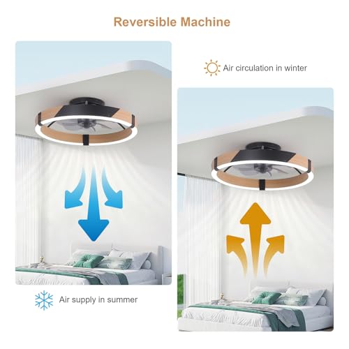 Image of Garwarm Low Profile Ceiling Fans with Lights and Remote, 20 inch Fandelier