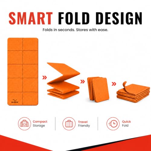 Image of Slovic Yoga Mat for Woman [4 MM] | Foldable TPE Yoga Mat for Man | Textured Anti-Slip Exercise Mat for Home Workout & Home Gym | Durable & Lightweight Gym Mats for Floor | Orange