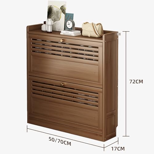 Diagram showing the dimensions of the shoe storage cabinet: 50/70cm width, 17cm depth, 72cm height