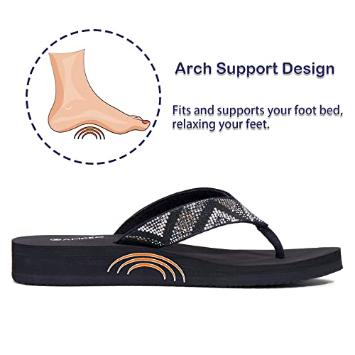 Ampeo Women's Arch Support Flip Flops Comfortable Casual Summer Beach Thong Sandals