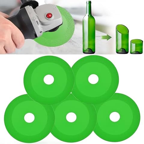 Mornajina 5Packs 4.5Inch Glass Cutting Disc 2.2 for Angle Grinder 7/8" (Model 115/125), Green Glass Ceramic Diamond Cutting Blade Disc Grinding of Glass, Jade, Crystal, Wine Bottles, Tile Cover