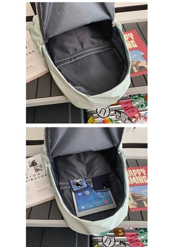 JHTPSLR Korean Style Backpack Lightweight Waterproof Solid Color Backpack Minimalist Aesthetic Backpack Book Bags Casual Daypack (Gray)4
