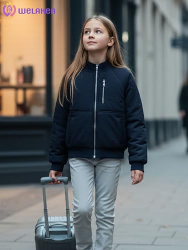 WELAKEN Girls Lightweight Puffer Bomber Jacket – Ultra-Soft Winter Coat with Multiple Pockets2