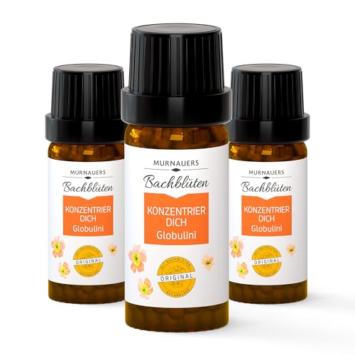 Murnauers Bachblüten Konzentrier Dich Globulini 3 x 10 g | Achtsamkeit und Inspiration| Mit Original Bachblüten nach Edward Bach aus England|Hergestellt in Deuschland