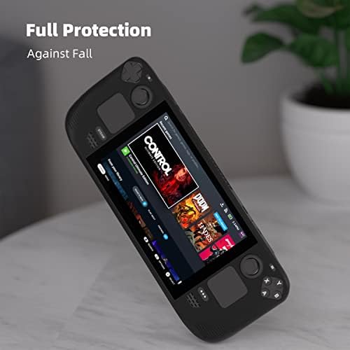 Mytrix Silicone Protective Case for Valve Steam Deck Console 2021, Shockproof Non-Slip Anti-Collision Grip Cover, Black Skin Shell Compatible with Steam Deck Accessories