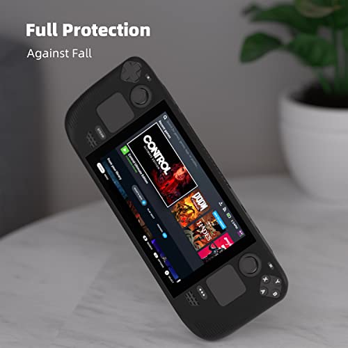 Silicon Protective Cover For Steam Deck, Soft Anti-Slip Shock Proof Anti-Scratch, Ergonomic Grip Design, Drop Protection Grip Case (Black) #TOP4