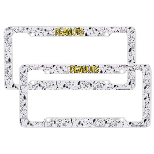 CHROMA Peanuts Snoopy Expressions License Plate Frame, Officially Licensed Plastic Auto Tag Frame, 2 Pack