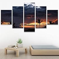 SIGNWIN 5 Panel Canvas Wall Art Palm Tree for Home Decorations Ready to Hang - 60