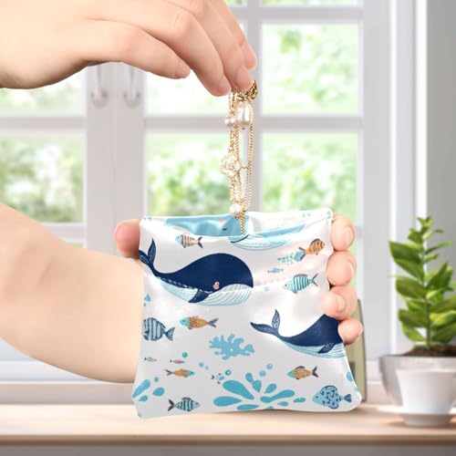 Cute Blue Whales Coin Purse Leather Pouch Change Purse, Squeeze Coin Pouch for Cards, Keys & Lipsticks, Unisex4