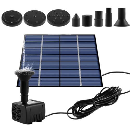 Fontaine à énergie solaire | Pompe à eau flottante pour oiseaux | 6 buses pompes de jardin accessoires pour bassins, piscine, extérieur, aquarium