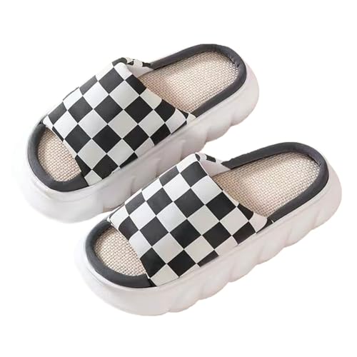 Summer Men's and Women's Home Slippers Indoor Open Toe Slippers Breathable Linen Slippers