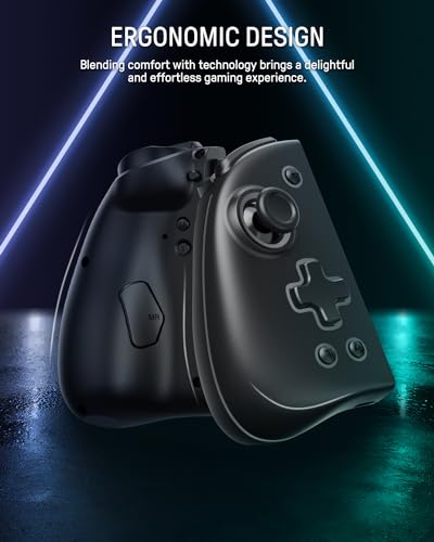 FUNLAB Luminous Switch Controller Compatible with Nintendo Switch/OLED, Ergonomic Joypad Controller for Handheld Mode with 7 LED Colors/Paddle/Turbo - Black - Image 6