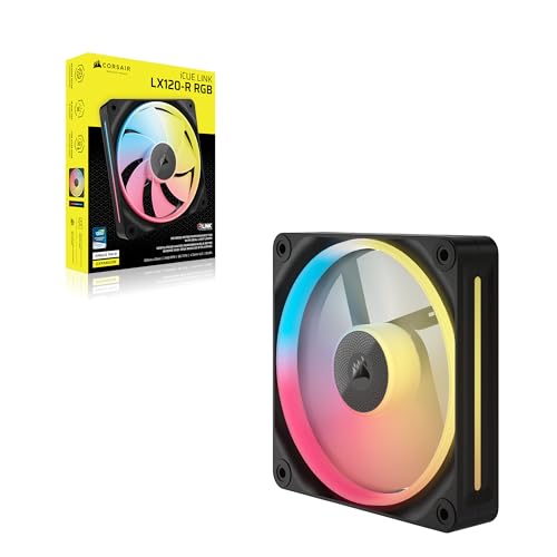 CORSAIR iCUE Link LX120-R RGB 120mm PWM Ventilateur Inversé – Ventilateur Individuel – Faible Bruit, CORSAIR Palier à Dôme Magnétique, Double Boucle Lumineuse, Vis QuikTurn™, Mode Zéro RPM – Noir