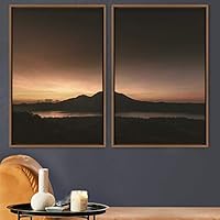 2 Piece Framed Canvas Wall Art Sunset in The Mountains Canvas Prints Home Artwork Decoration for Living Room,Bedroom - 16