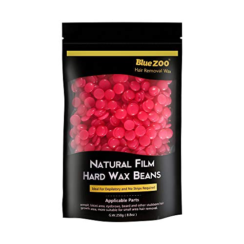 Bluezoo Strawberry Stripless Professional Depilatory Wax,Hot Film Hard Wax Beans,Ideal Depilatory Wax for All kinds of Skin Types,250g/Bag