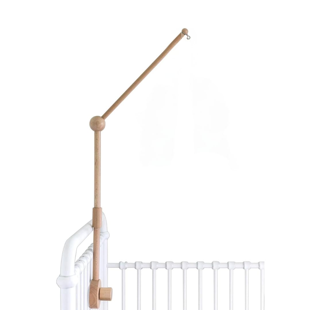 Baby Crib Mobile Arm Wooden Holder - Baby Mobile Hanger for Crib (31 inch, 100% Natural Beechwood) Strong Anti Slip - Nursery Decor & Gift Accessories (Original)