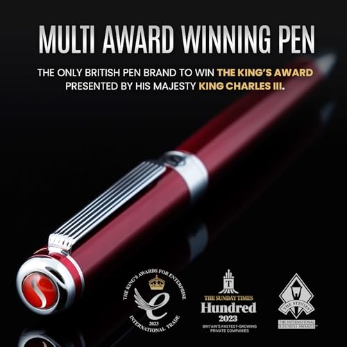 Image of Scriveiner Deep Crimson Ballpoint Pen - Stunning Red Lacquer Luxury Pen, Chrome Finish, Schmidt Black Refill, Best Ball Pen Gift Set for Men & Women, Professional Executive Office, Nice Designer Pen