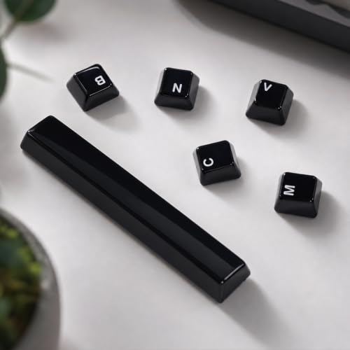 Image of Ceramic Keycap Set for 61 /67 /68 ANSI Keyboards 96 Keys (Black with White) | Mechanical Keyboards Alumina Ceramic, Scratch-Resistant, Gloss Finish, TKL Layout, Comfortable Typing