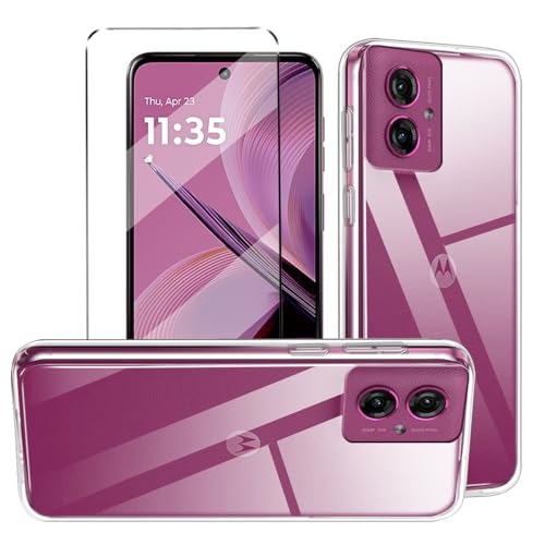 1Pcs Cover e 1Pcs Vetrino Compatible con Motorola Moto G55 antiurto Custodia piu Vetro temperato con protezione Moto G55 Pellicola protettiva Clear