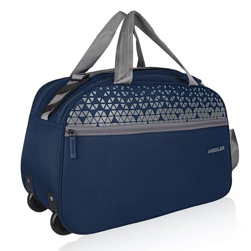 Image of M MEDLER Sentro Wheel Duffle Bag | Waterproof Strolley Duffle Bag | 2 Wheel Duffel Bag | Luggage Bag with Adjustable Strap - (Midnight Blue)