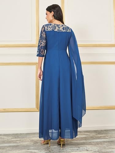 Image of Miss Chase Women's Round Neck Cap Sleeves Lace Knee -Long Skater Dress