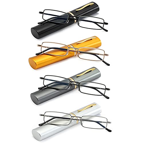 Image of Blue Light Blocking Reading Glasses - Slim Pocket Readers with Pen Clip Case Mini Lightweight Readers