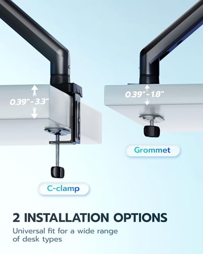 Image of ARES WING Heavy Duty Single Monitor Arm - Fully Adjustable Monitor Mount for 17 inch-40 inch Ultrawide Screens up to 26.4 lbs with Clamp /Grommet Desk Mount, 75 /100 Vesa Mount, Black