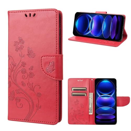 Coque Xiaomi Redmi Note 12 5G rouge rabat clapet pour protéger l'écran des rayures