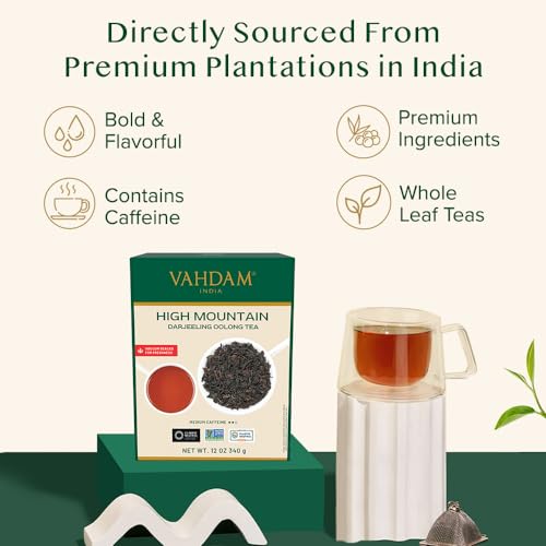 Image of VAHDAM High Mountain Oolong Tea Leaves(12oz|170+ Cups) Premium Whole Rolled
