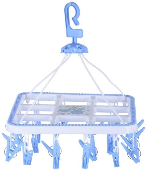 LAKWAL Plastic Square Cloth Drying Stand Hanger with 24 Clips/pegs
