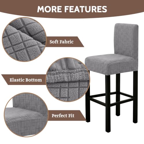 Image of FUANGUI Bar Stool Covers Set of 4, Stretch Bar Stool Seat Covers | Washable Removable Bar Chair Covers with Backs Slipcovers, Bar Chair Covers Square for Kitchen Dining Room Cafe