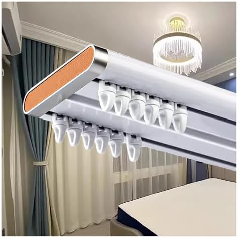 Heavy Duty Double Curtain Track Ceiling Mount - Nano Silence Aluminum Rod for Room Divider, Ideal for Living Room & Bedroom Privacy Solutions